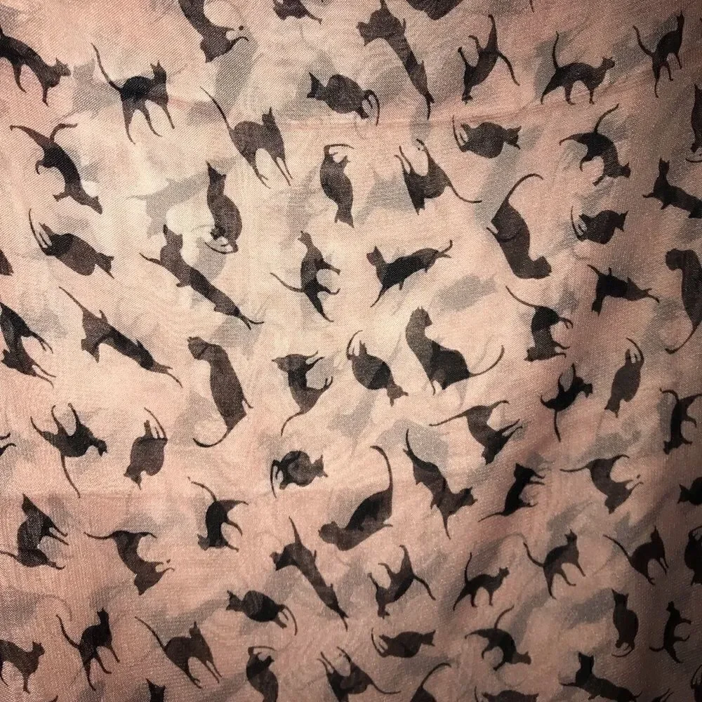 Pink Cat Silk  Scarf